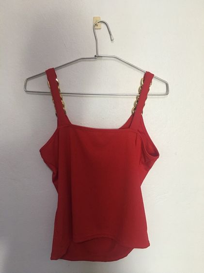 แดงแรงดีไม่มีตก 🔥 ตัวนี้ใส่แล้วปังแน่นอน มั่นใจสุด ๆ เสื้อสายเดี่ยวโซ่ทอง SHEIN สีแดง เซ็กซี่หรูหรา (Size L) รูปที่ 2