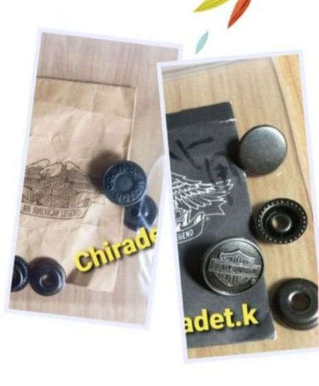 HARLEY-DAVIDSON กระดุมยีนส์ ของแท้ ขนาดเส้นผ่าศูนย์กลาง 1.7 CM. ข้อความบนกระดุมมี 2 แบบ ราคาต่อ 1 แบบ (Original)