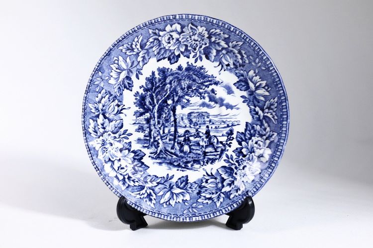 Vintage Flat Cup+Saucer Set England's Heritage Blue - H.Aynsley Co. Ltd Ironstone ชุดแก้วและจานรองพิมพ์ลาย สีน้ำเงิน จำนวน 2 ชุด รูปที่ 9