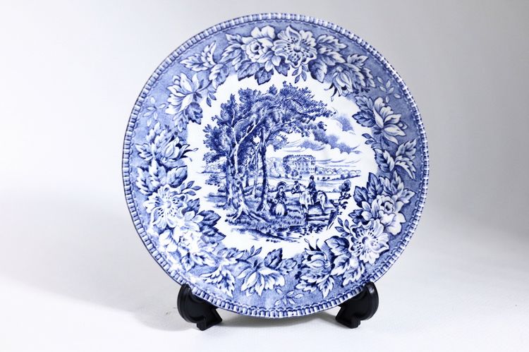 Vintage Flat Cup+Saucer Set England's Heritage Blue - H.Aynsley Co. Ltd Ironstone ชุดแก้วและจานรองพิมพ์ลาย สีน้ำเงิน จำนวน 2 ชุด รูปที่ 7