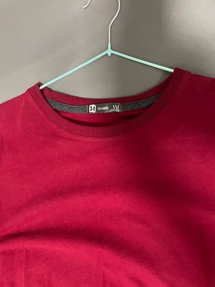 เสื้อยืดแขนยาว สีแดง ผ้านิ่ม รูปที่ 3