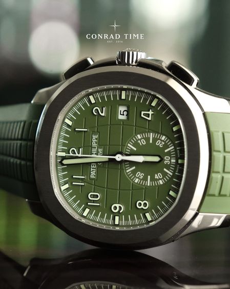 New Patek Aquanaut 5968G-010 Green Dial Green Rubber Strap 2025 42mm. Fullset  รูปที่ 3