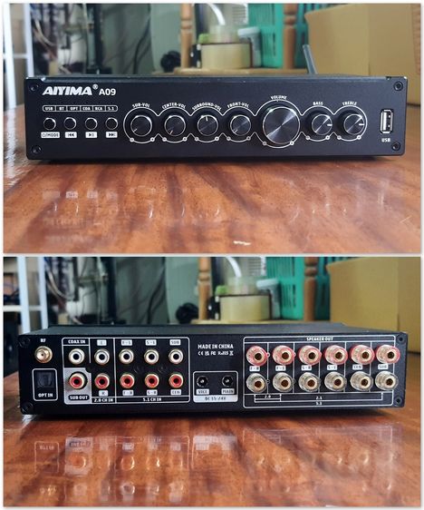AiYiMA A09 เครื่องขยายเสียงซับวูฟเฟอร์ อัพเกรด TPA3116 HiFi บลูทูธ 5.0 5.1 50Wx6 รูปที่ 2