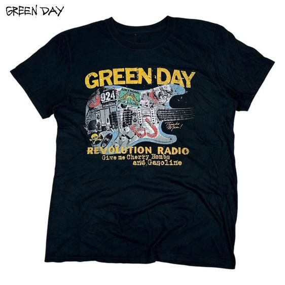 ดำ EU 40 แขนสั้น เสื้อเชิ้ต อื่นๆ เสื้อยืดคอกลม Green Day Revolution รุ่น Radio Album Promo ไซส์ M ปี 2017