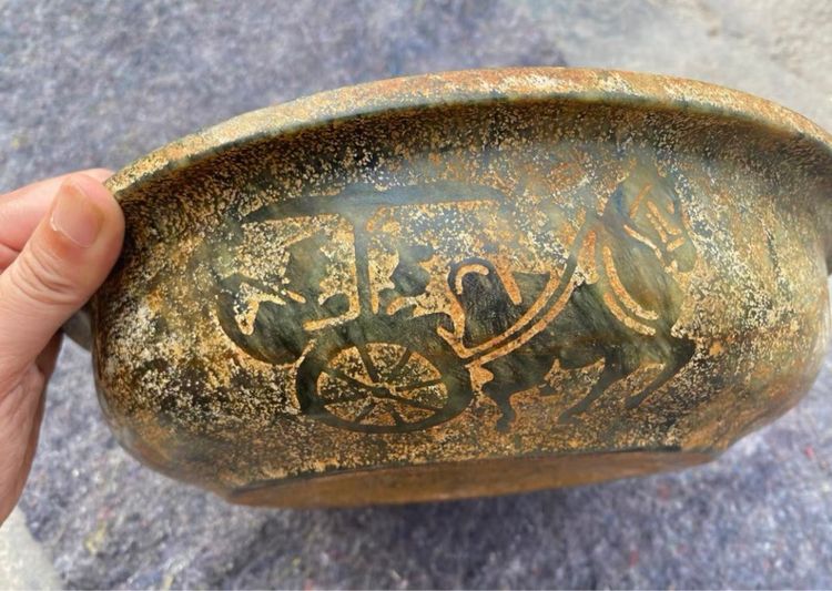 จานหินแกะมังกรหยกตัวใหญ่  รูปที่ 3