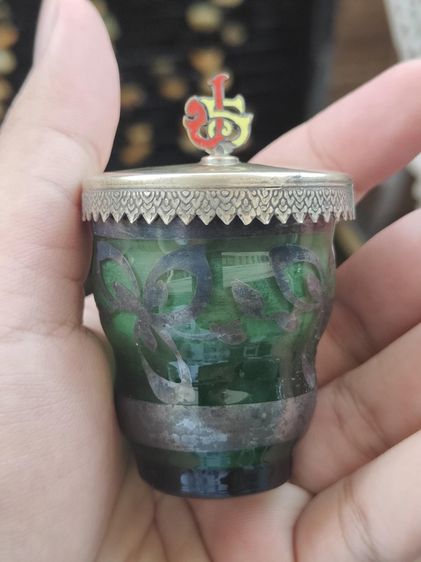 แก้วเขียวงานเก่า ฝาเนื้อเงิน ปร  รูปที่ 7