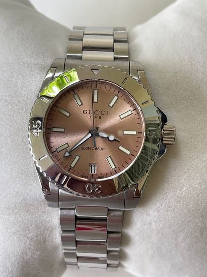 GUCCI Dive 32 mm Women's Watch Brown Dial Quartz Stainless Steel YA136401 รูปที่ 4