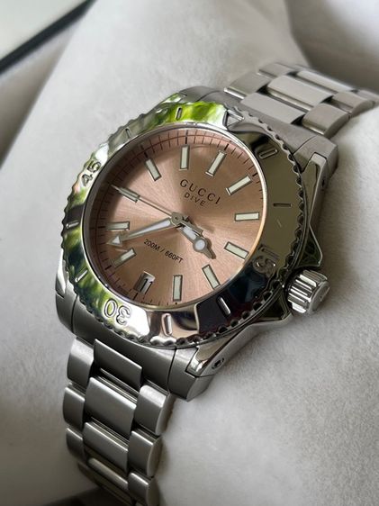 โรสโกลด์ GUCCI Dive 32 mm Women's Watch Brown Dial Quartz Stainless Steel YA136401