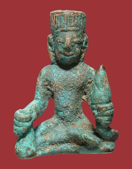 เทวรูปพระวิษณุ เนื้อสำริดสนิมเขียวหยก หายาก  รูปที่ 5