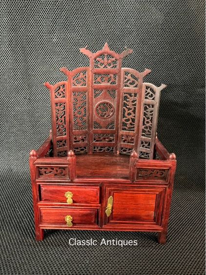 ตู้ไม้ บัลลังก์ สไตล์จีน งานจิ๋วสะสมA6