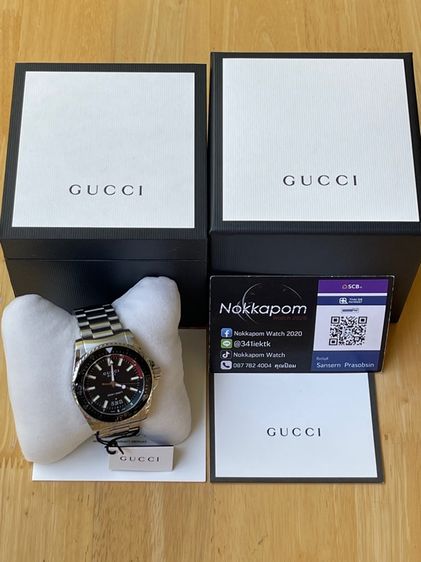 GUCCI Dive 45 mm Stainless Steel Black Dial Men’s 's Quartz Watch YA136302 รูปที่ 2