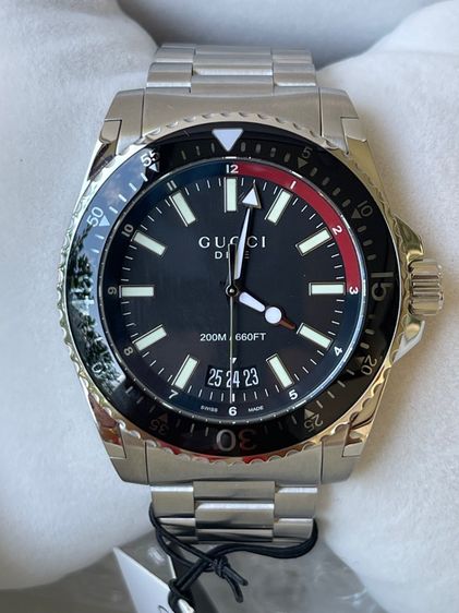 ดำ GUCCI Dive 45 mm Stainless Steel Black Dial Men’s 's Quartz Watch YA136302
