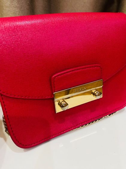 กระเป๋า FURLA Metropolis Mini ของแท้ มือสอง สภาพสวย สีแดงสุดหรู  รูปที่ 8
