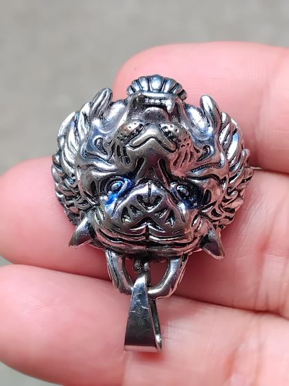 หน้าเสือ เนื้อเงิน แกะได้ มีตะขอล็อก หูแขวน มีน้ำหนัก งานสวย ประณีต แปลก หายาก รูปที่ 6