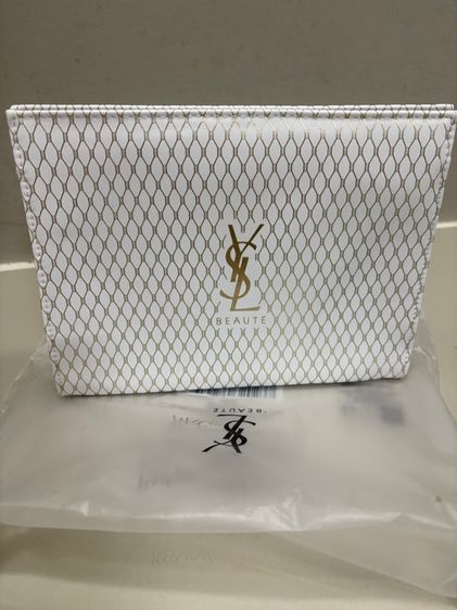 หญิง ขาว หนัง PU กระเป๋าเครื่องสำอาง YSL