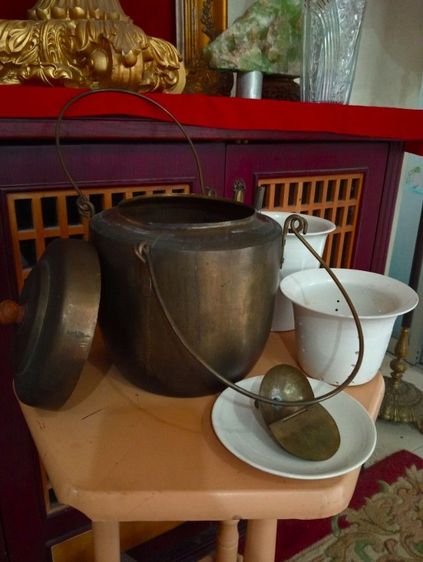 หม้อต้มสมุนไพรเก่าโบราณอายุเป็นร้อยปีสภาพเยี่ยมครบชุด รูปที่ 7