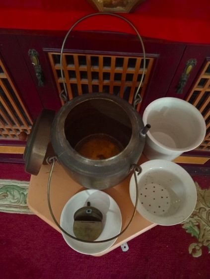 หม้อต้มสมุนไพรเก่าโบราณอายุเป็นร้อยปีสภาพเยี่ยมครบชุด รูปที่ 16