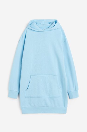 Hooded sweatshirt dress ฮุ้ดเดรส H M ของใหม่ สีฟ้า size L  