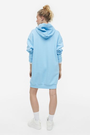 Hooded sweatshirt dress ฮุ้ดเดรส H M ของใหม่ สีฟ้า size L   รูปที่ 5