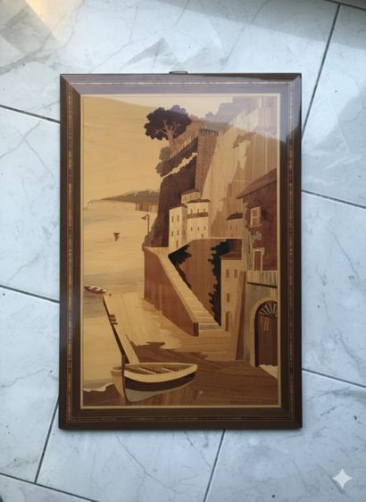 รูปติดผนัง กรอบภาพวินเทจงานไม้ฝังอินเลย์ italy