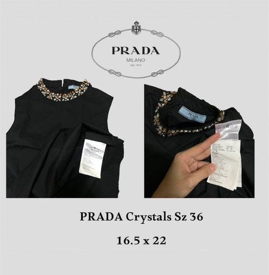 PRADA Women black Blouse Fabric Crystals รูปที่ 2