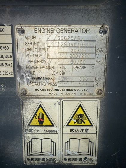  SDG25AS เครื่องปั่นไฟ แอร์แมน genset ขนาด 20KVA 25KVA OEK 098-5625920 รูปที่ 9