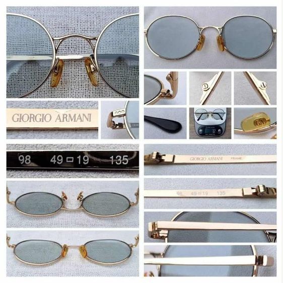 แว่นตาอิตาเลียนลักซ์ชัวรีแบรนด์แถวหน้าของโลก จิออร์จิโอ อาร์มานี โมเดลอาร์ติสท์–หยดน้ำ–จอห์น เลนนอน เลนส์กระจกคริสตัลญี่ปุ่น สีท้องฟ้า–สว่าง...Authentic Vintage GIORGIO ARMANI handmade Milan, Italy
 รูปที่ 6