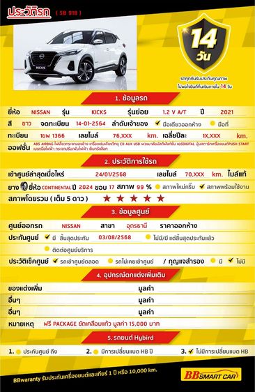 Nissan Kicks 2021 1.2 V Utility-car ไฮบริด ไม่ติดแก๊ส เกียร์อัตโนมัติ ขาว รูปที่ 2