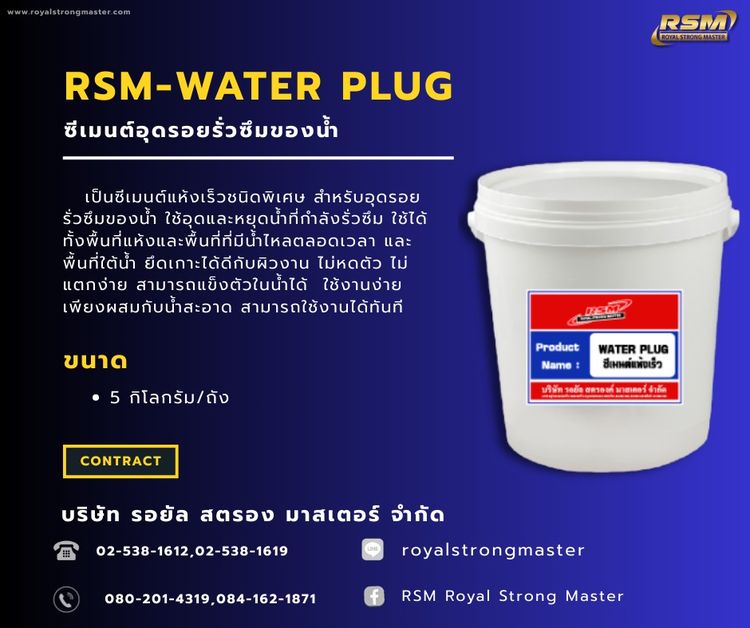 อื่นๆ ซีเมนต์อุดรอยรั่วซึมของน้ำ ( RSM - WATER PLUG )