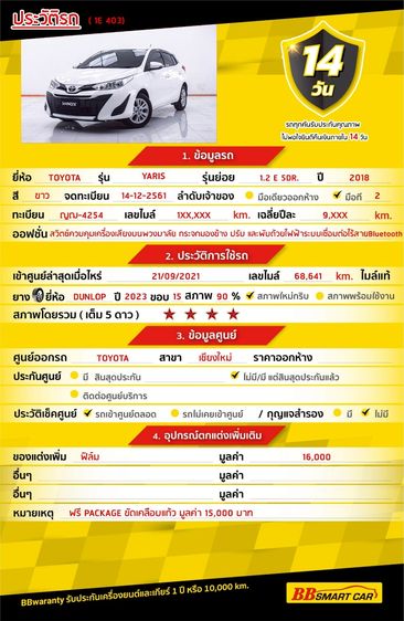 Toyota Yaris 2018 1.2 E Sedan เบนซิน ไม่ติดแก๊ส เกียร์อัตโนมัติ ขาว รูปที่ 2
