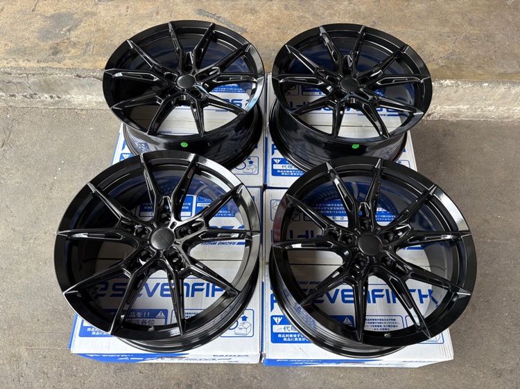 ล้อแม็กมือ1 ขอบ18 FX2 5รู114 กว้าง8 ออฟ38 สีดำเงา ล้อเบา FLOW FORMING งานSEVENFIFTH งานสวยมากๆ
