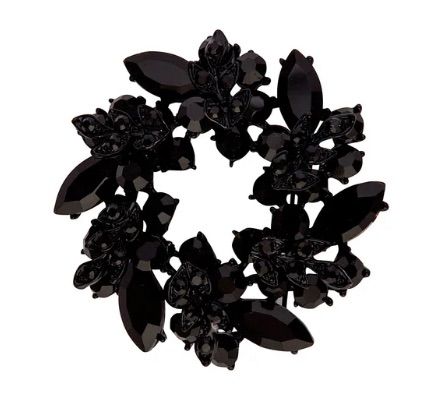 เข็มกลัด Lovisa ของแท้ Black Diamante Leaf Round Brooch รูปที่ 2