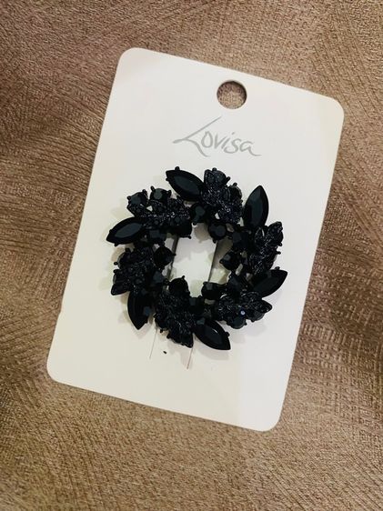เข็มกลัด Lovisa ของแท้ Black Diamante Leaf Round Brooch รูปที่ 5