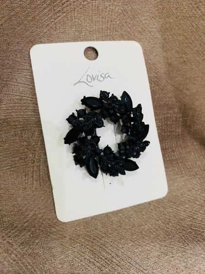 เข็มกลัด Lovisa ของแท้ Black Diamante Leaf Round Brooch รูปที่ 4