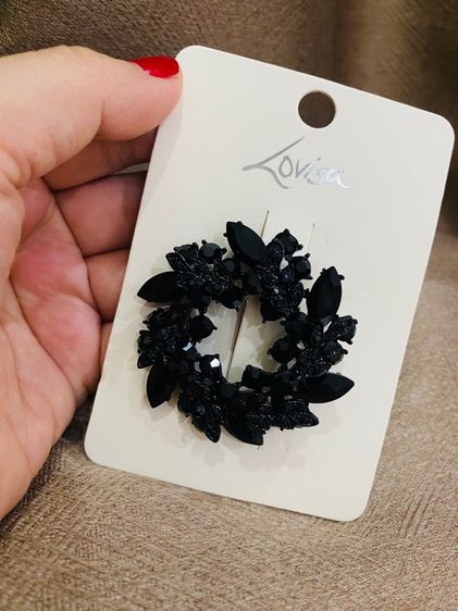 เข็มกลัด Lovisa ของแท้ Black Diamante Leaf Round Brooch รูปที่ 7