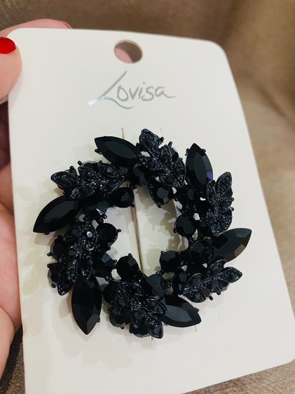 เข็มกลัด Lovisa ของแท้ Black Diamante Leaf Round Brooch รูปที่ 9
