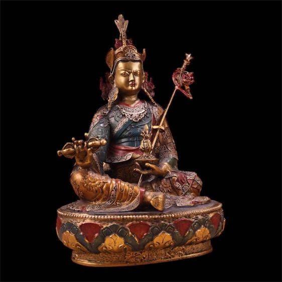 🕉️ พระปัทมสัมภวะ ทองเหลืองเก่าสะสม  รูปที่ 3