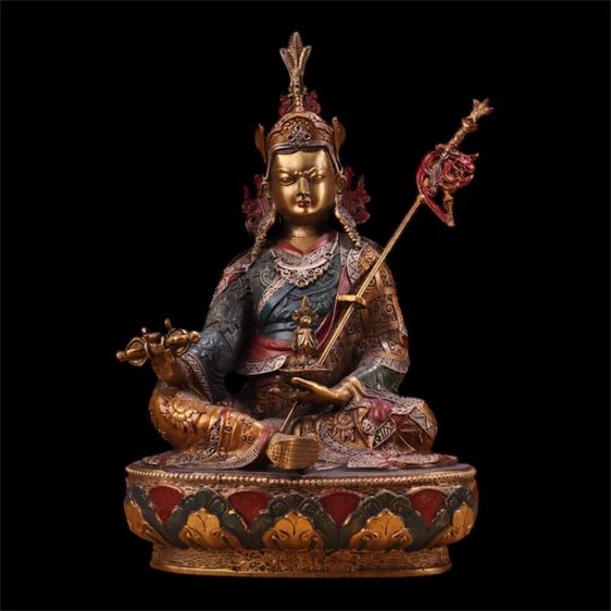 🕉️ พระปัทมสัมภวะ ทองเหลืองเก่าสะสม  รูปที่ 5