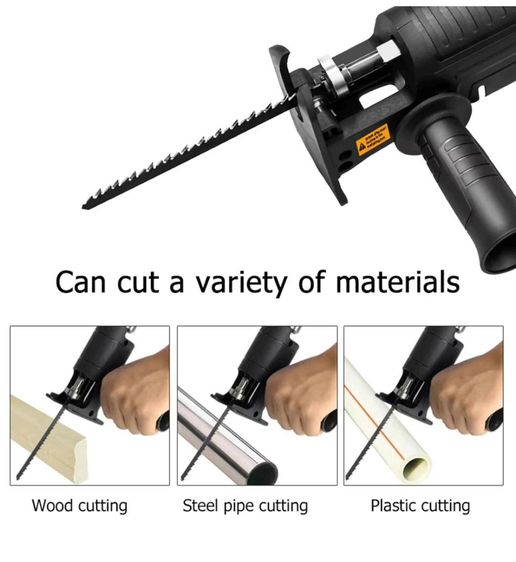 หัวแปลงสว่านเป็นเลื่อย เลื่อยชักใบไฟฟ้าเจาะ ฟรีใบเลื่อย 3 ใบ หัวเลื่อยสว่าน ใช้กับสว่านไฟฟ้าทุกแบบ คุณสมบัติ วัสดุต่างๆสามารถตัด ตัดไม้