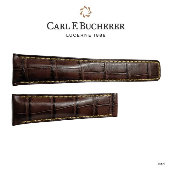 สายนาฬิกาหนังจระเข้แท้ แบรนด์ Carl F. Bucherer ขนาดหัวสาย 21 มิล ปลายสาย 18 มิล