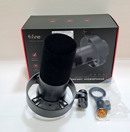 ไมโครโฟน ไลฟ์สด FIFINE K688 เสียงดีขั้นเทพหาข้อมูลได้ เชื่อมต่อ USB หรือ XLR (ประเภทไดนามิก ทำให้เสียงรบกวนน้อย) ซื้อมาเก็บอย่างดีไม่ได้ใช้