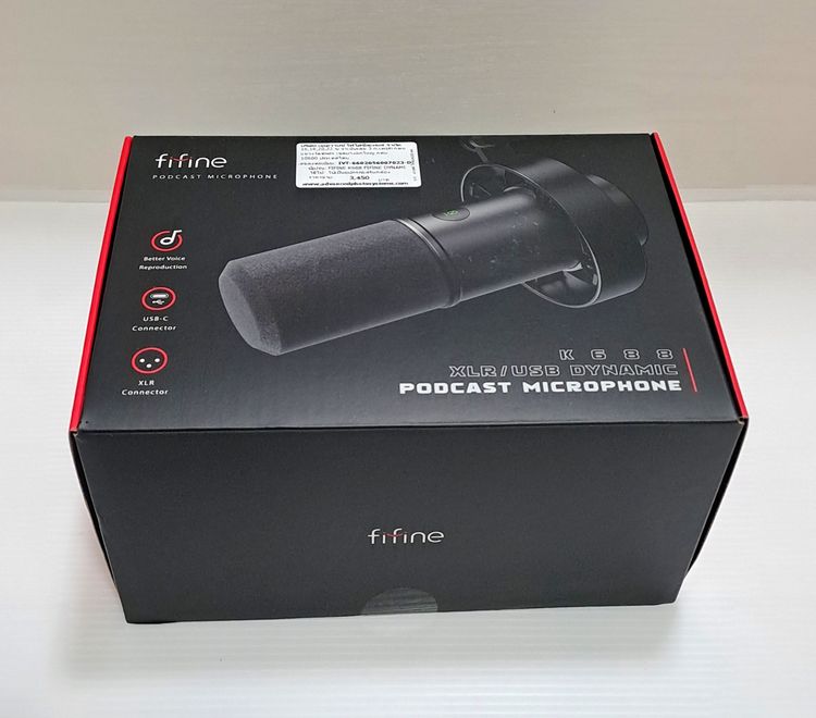 ไมโครโฟน ไลฟ์สด FIFINE K688 เสียงดีขั้นเทพหาข้อมูลได้ เชื่อมต่อ USB หรือ XLR (ประเภทไดนามิก ทำให้เสียงรบกวนน้อย) ซื้อมาเก็บอย่างดีไม่ได้ใช้ รูปที่ 2