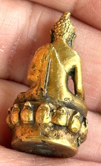 พระกริ่งสามกษัตริย์ (กลับดวง) พิมพ์เชียงแสนเนื้อทองดอกบวบ พิมพ์ใหญ่ ปี 2518 หลวงปู่สนท วัดลำบัวลอย จ.นครนายก รูปที่ 3