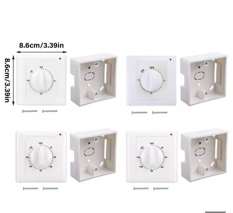 สวิตช์นาฬิกาจับเวลา120 นาที แบบกลม ผนังสวิตช์220V ตัวควบคุมเวลาพลังงานสูงแผ่นสวิตช์ควบคุมนาฬิกา