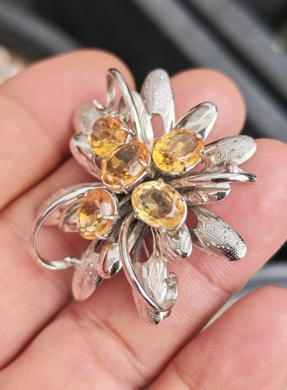 เข็มกลัดเงินแท้ ฝังพลอย งานนอก สวยมาก ราคาแบ่งปันครับ รูปที่ 3