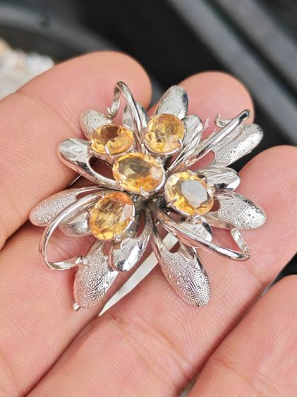 เข็มกลัดเงินแท้ ฝังพลอย งานนอก สวยมาก ราคาแบ่งปันครับ รูปที่ 2