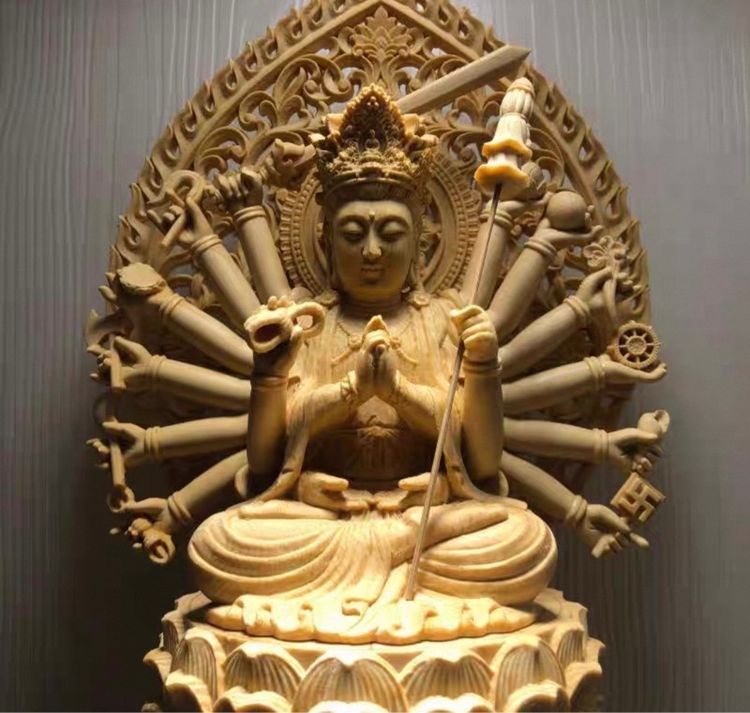 🕉️เจ้าแม่กวนอิมปางพันกร (แกะสลักไม้) รูปที่ 5