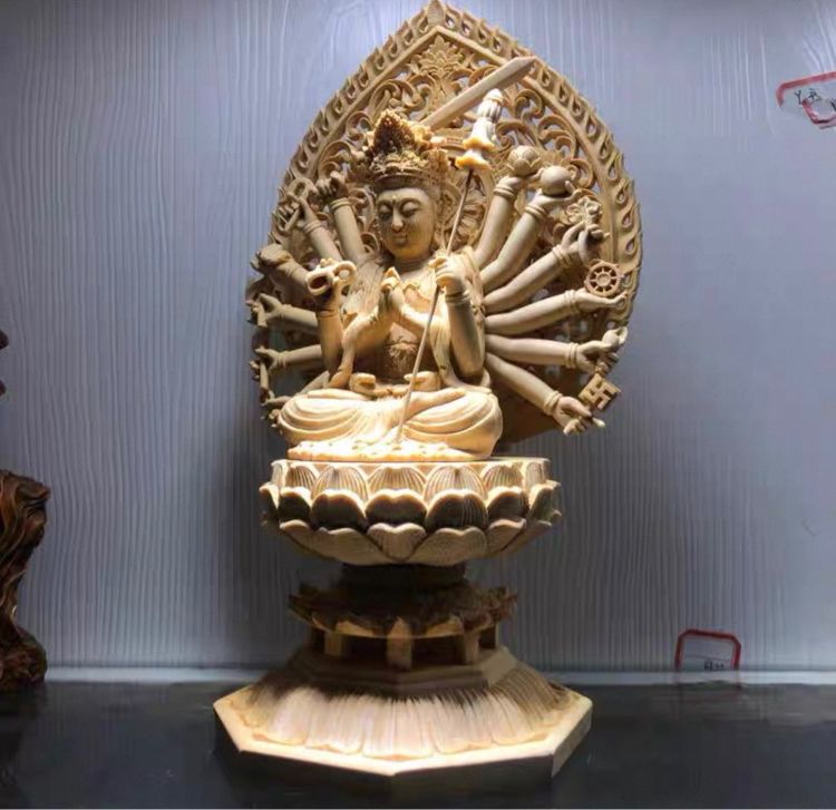 🕉️เจ้าแม่กวนอิมปางพันกร (แกะสลักไม้) รูปที่ 3