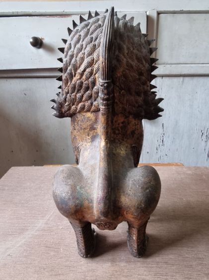 คู่สิงห์ปราสาท หล่อสำริด ลายแน่น ผิวเก่าสวยเข้ม เสริมฮวงจุ้ย รูปที่ 7