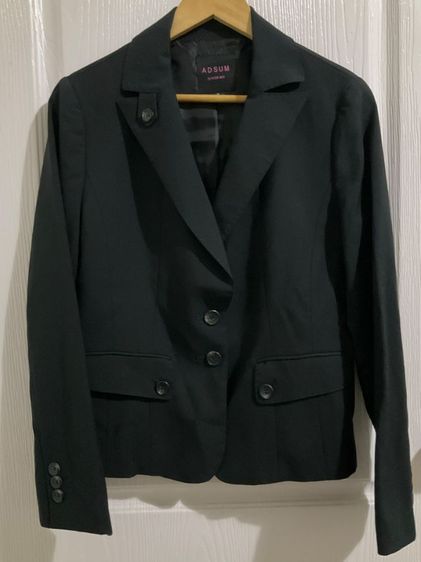 แขนยาว เสื้อสูทสีดำสำหรับผู้หญิง